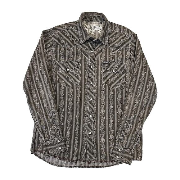 Southern Thread Mens Western Pearl Snap SZ M Vintage Inspired Retro Cowboy Brown - Picture 1 of 14